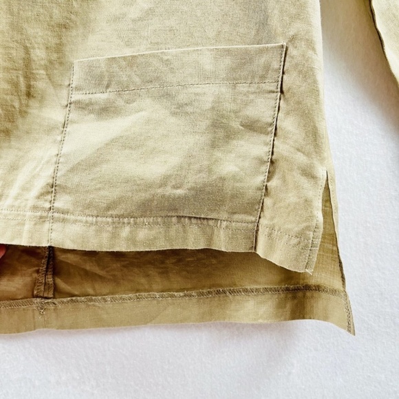 Falidal Women's Linen Beige Tunic Floral Detail Pockets Size XL Minimalist - Picture 3 of 8